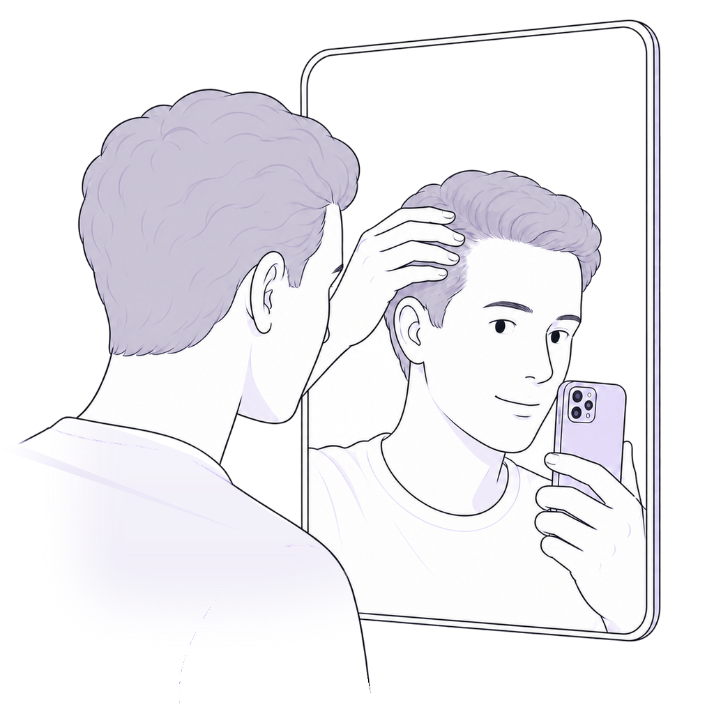 Plume crown hair loss tracker with a guided crown progress photo view
